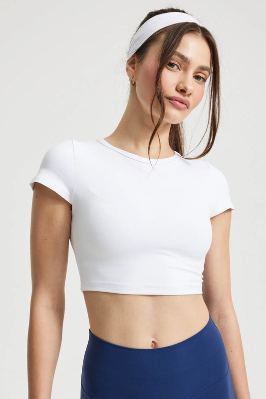 Year of Ours Studio Cropped Active Tee in White
