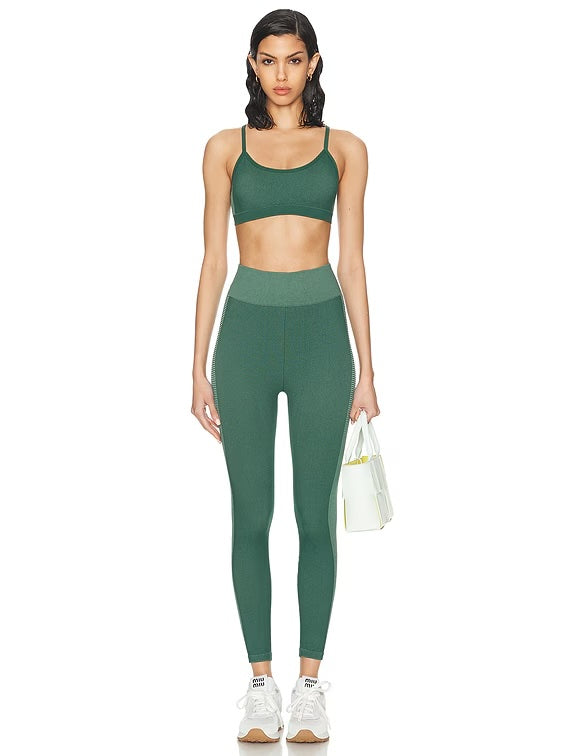 The Upside Ribbed Seamless 25in Midi Pant in Pine/Matcha