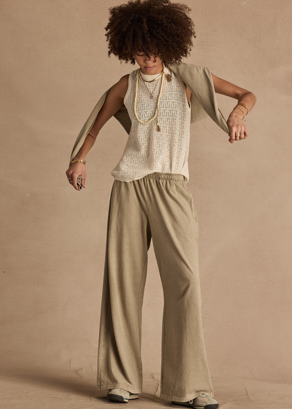 The Upside Chennai Knitted Tara Tank in Cream