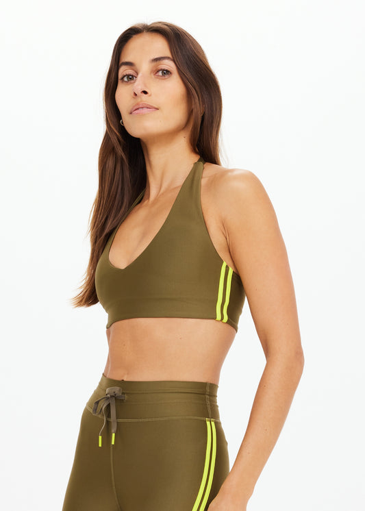 The Upside Oxford Ulla Halter Bra in Green