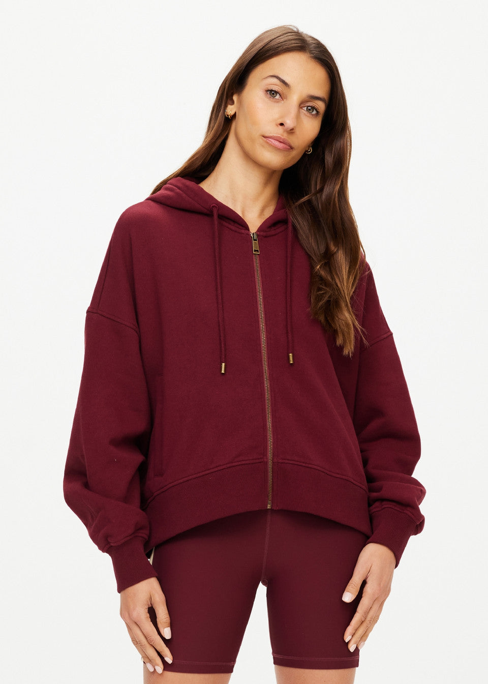 The Upside Jude Crop Hoodie in Bordeaux