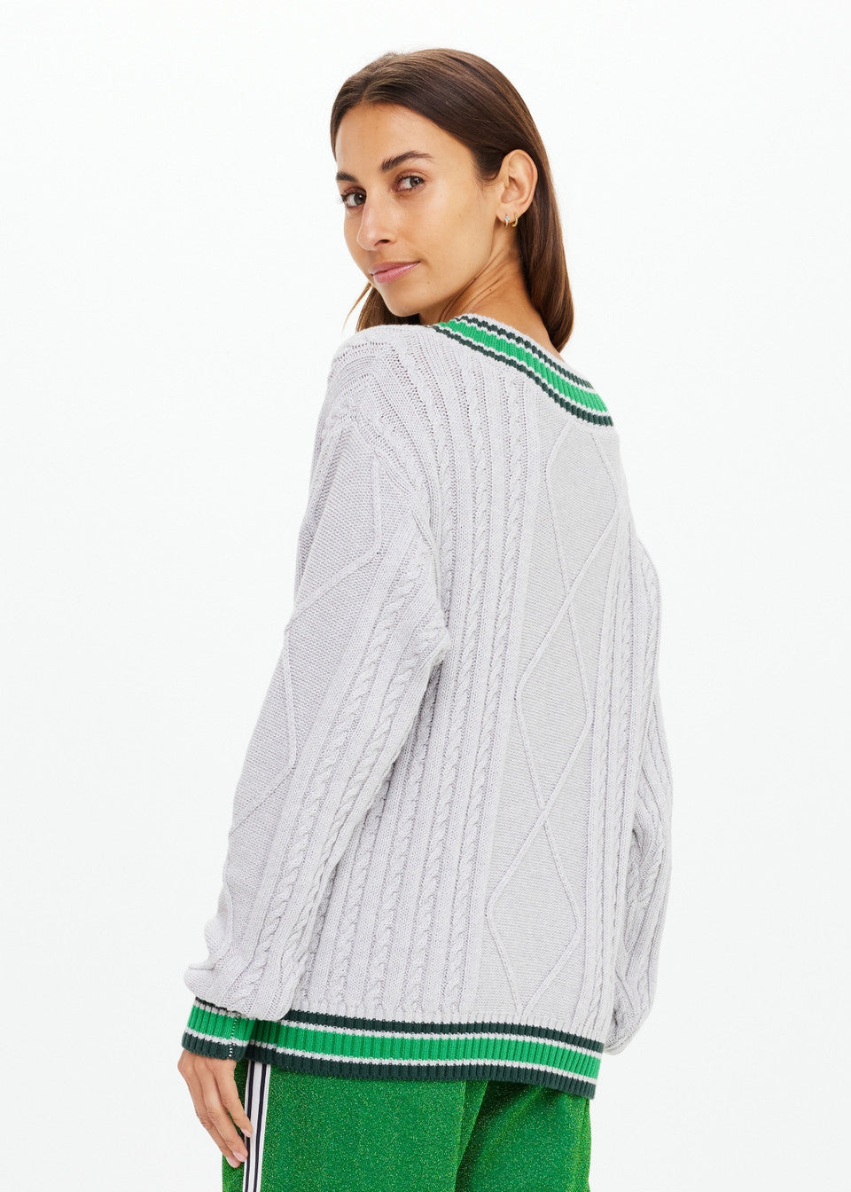 The Upside Josette V-Neck Sweater in Grey