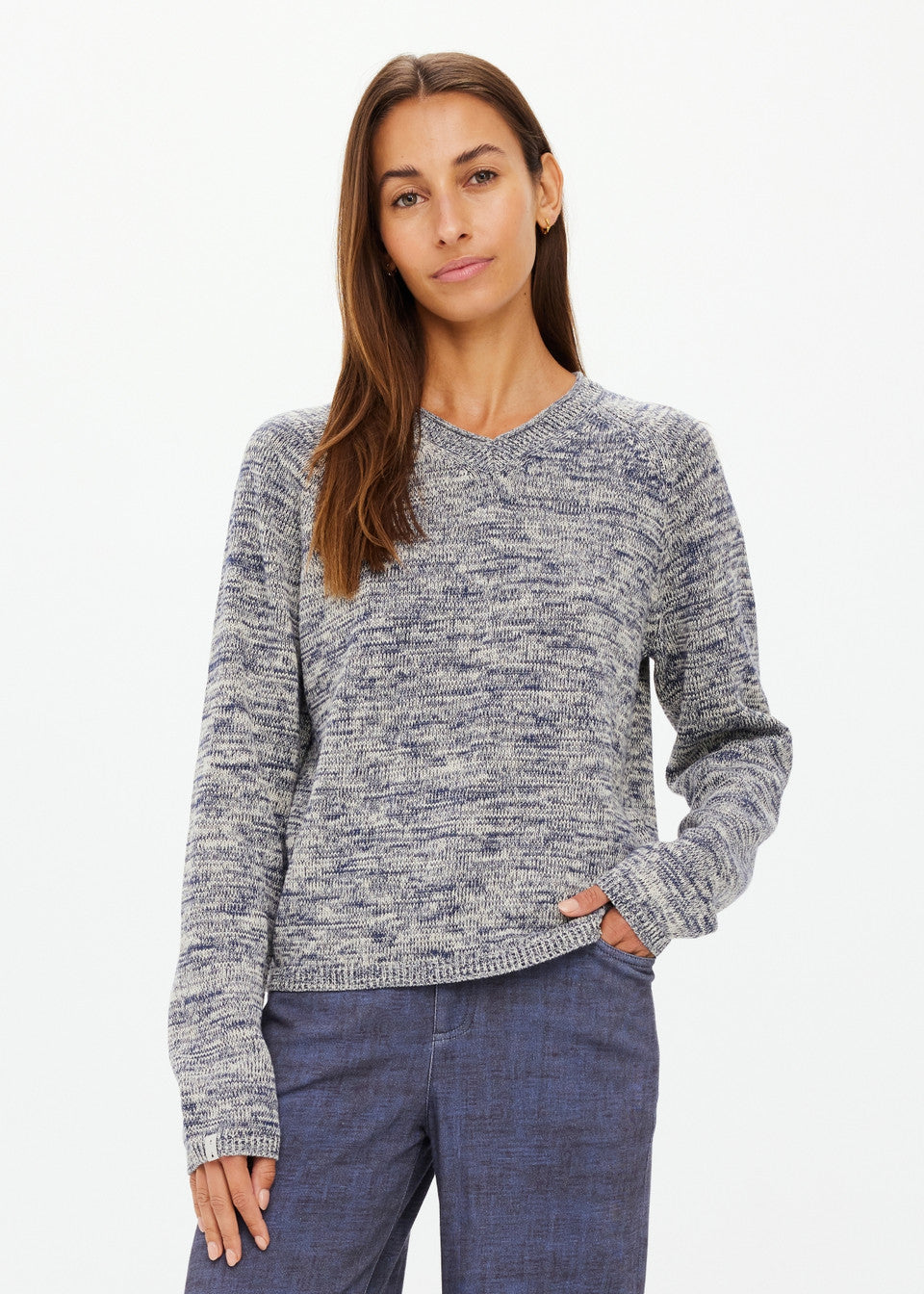 The Upside Armada Skylar V-Neck in Blue Marle