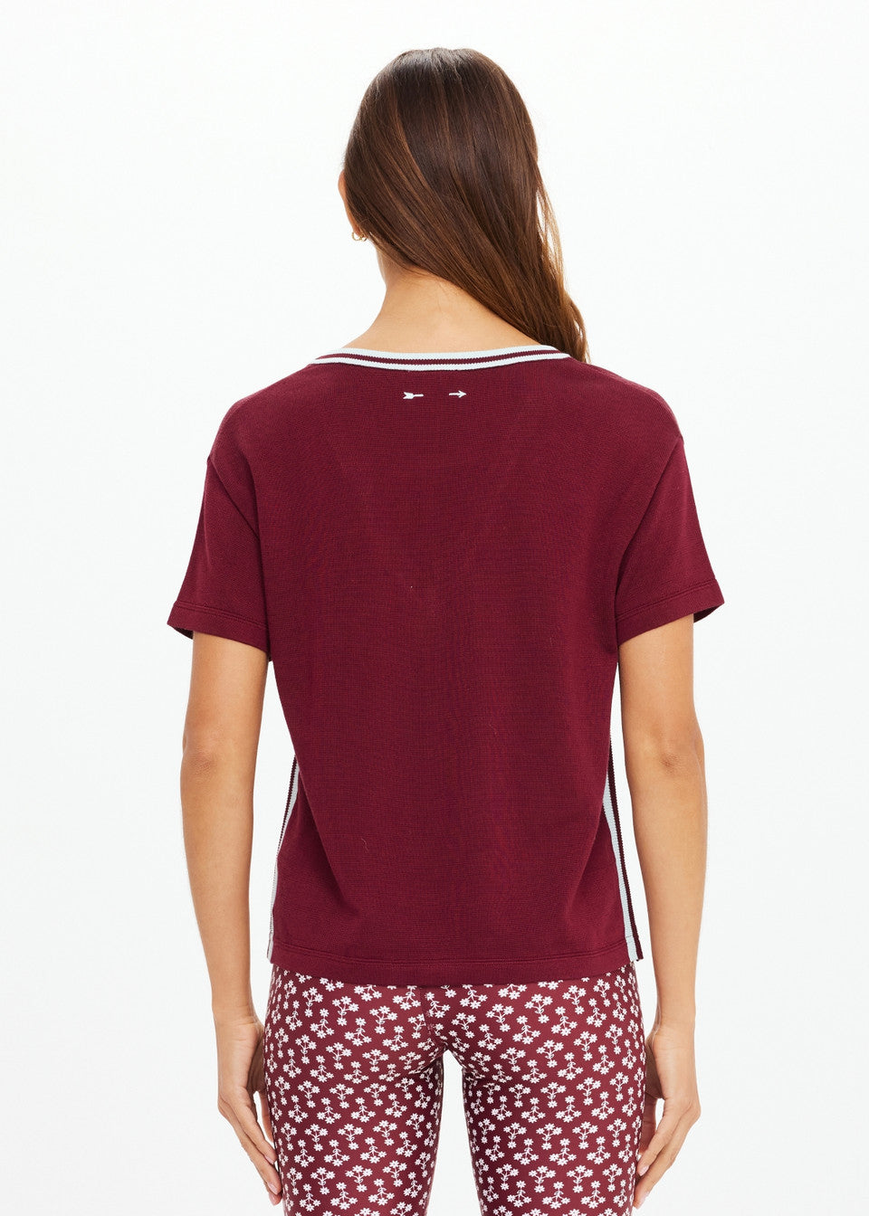 The Upside Sienna V Neck Tee in Merlot