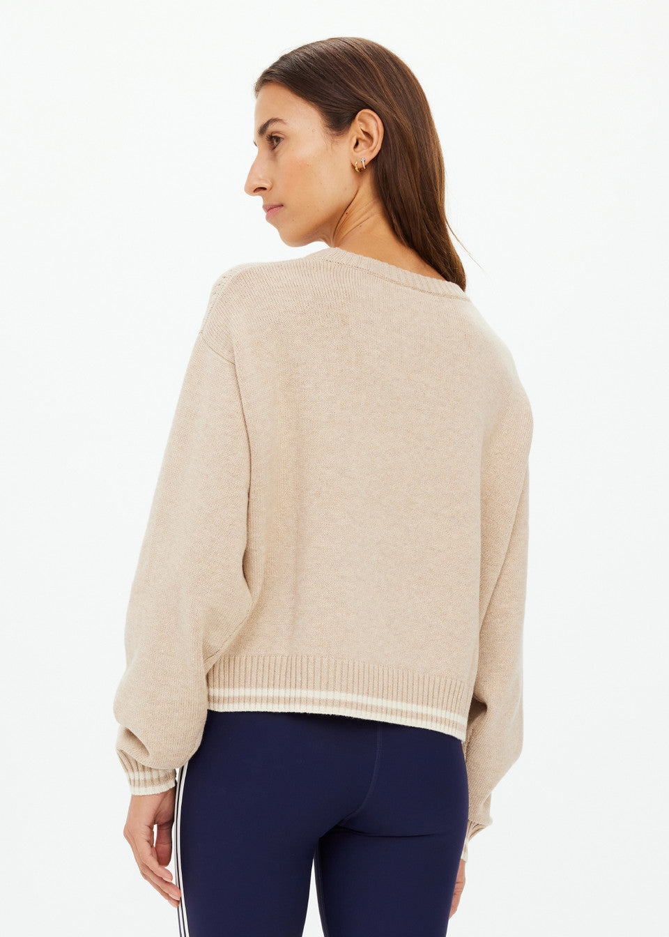 The Upside Xanthe Crew Neck Wool Sweater in Sand