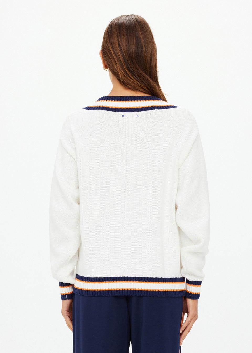 The Upside Josette V Neck Knit Sweater in White