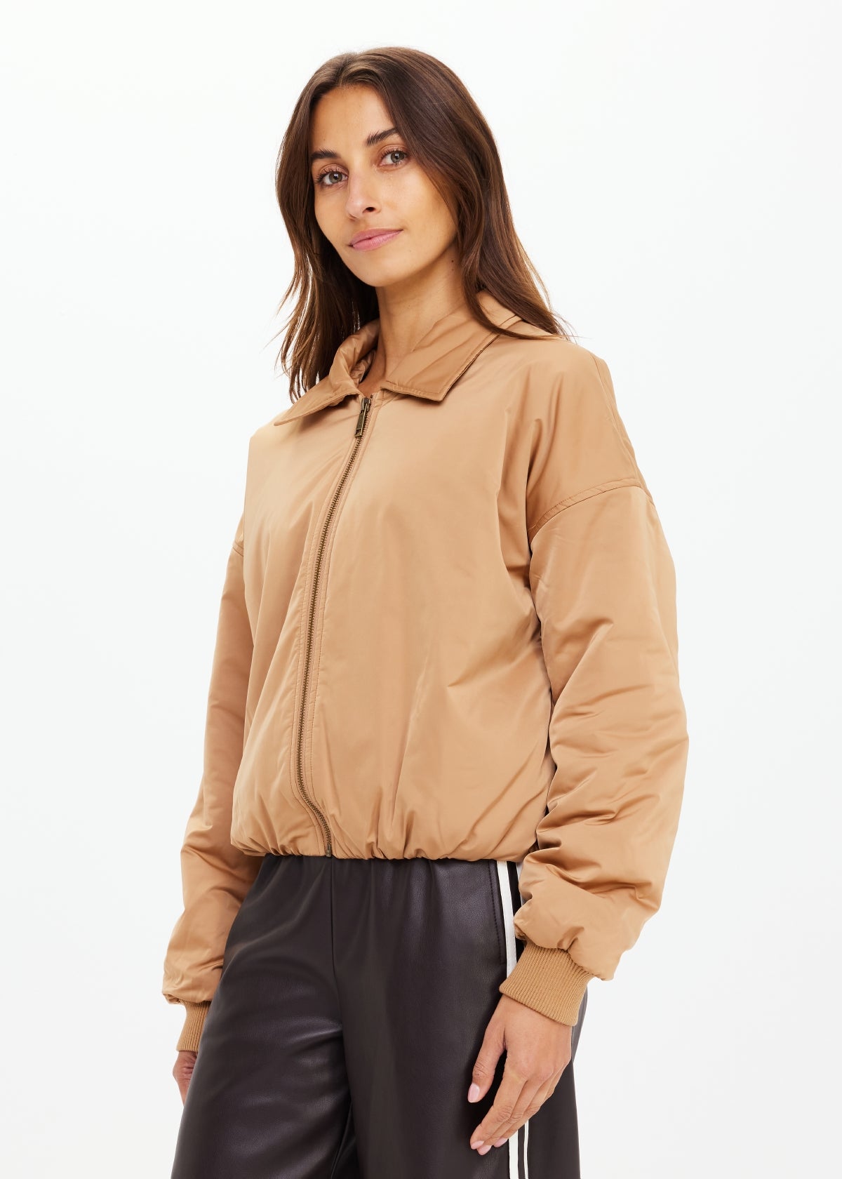 The Upside Carlotta Bomber Jacket in Tan