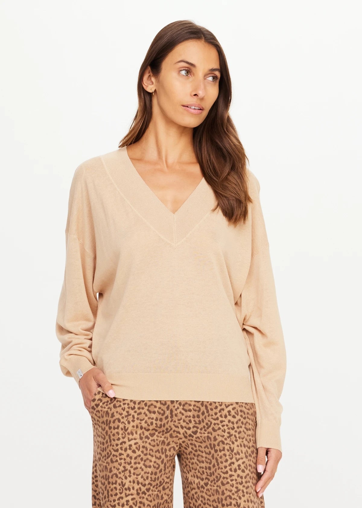 The Upside Bonita V Neck Knit in Sand