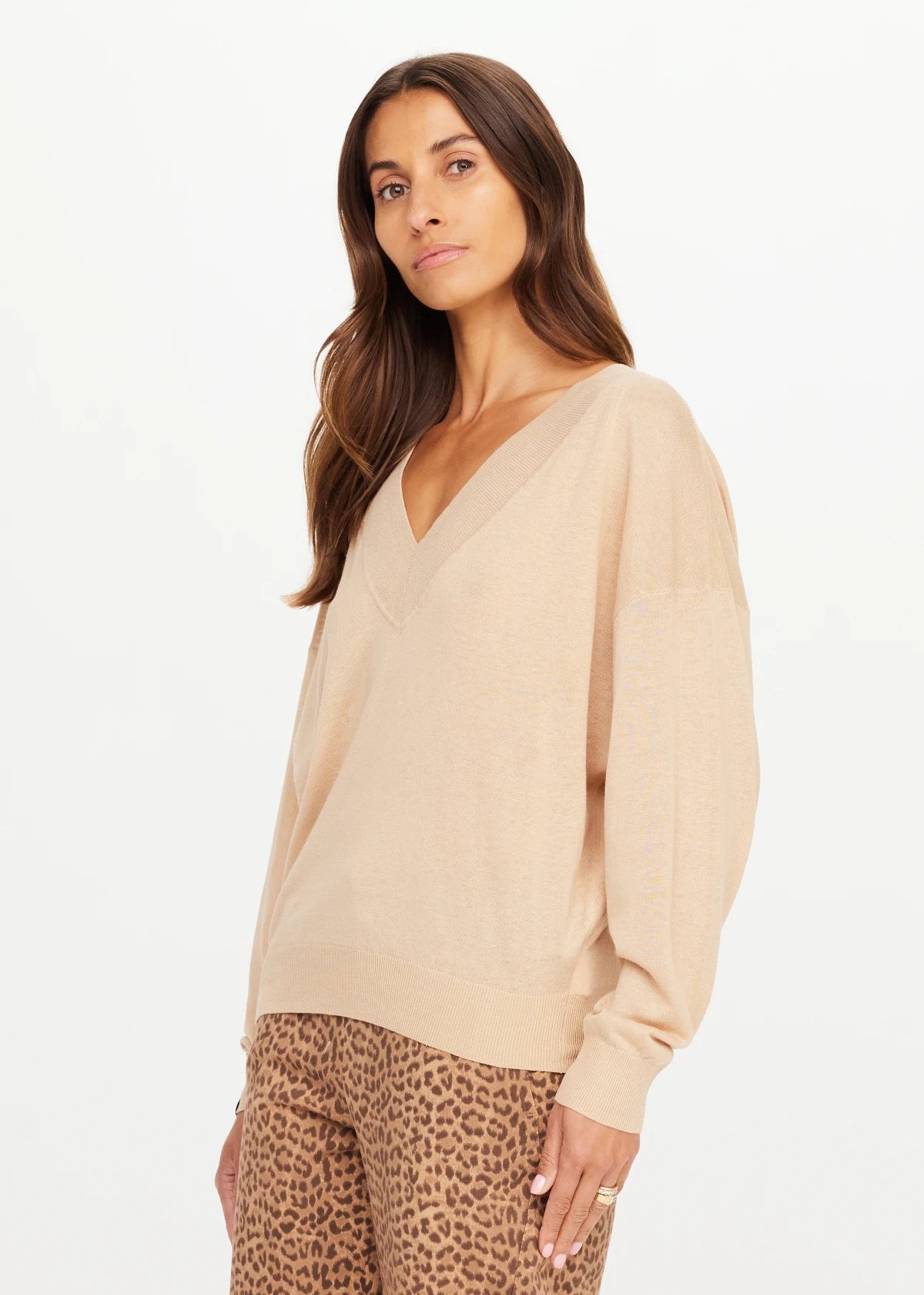 The Upside Bonita V Neck Knit in Sand