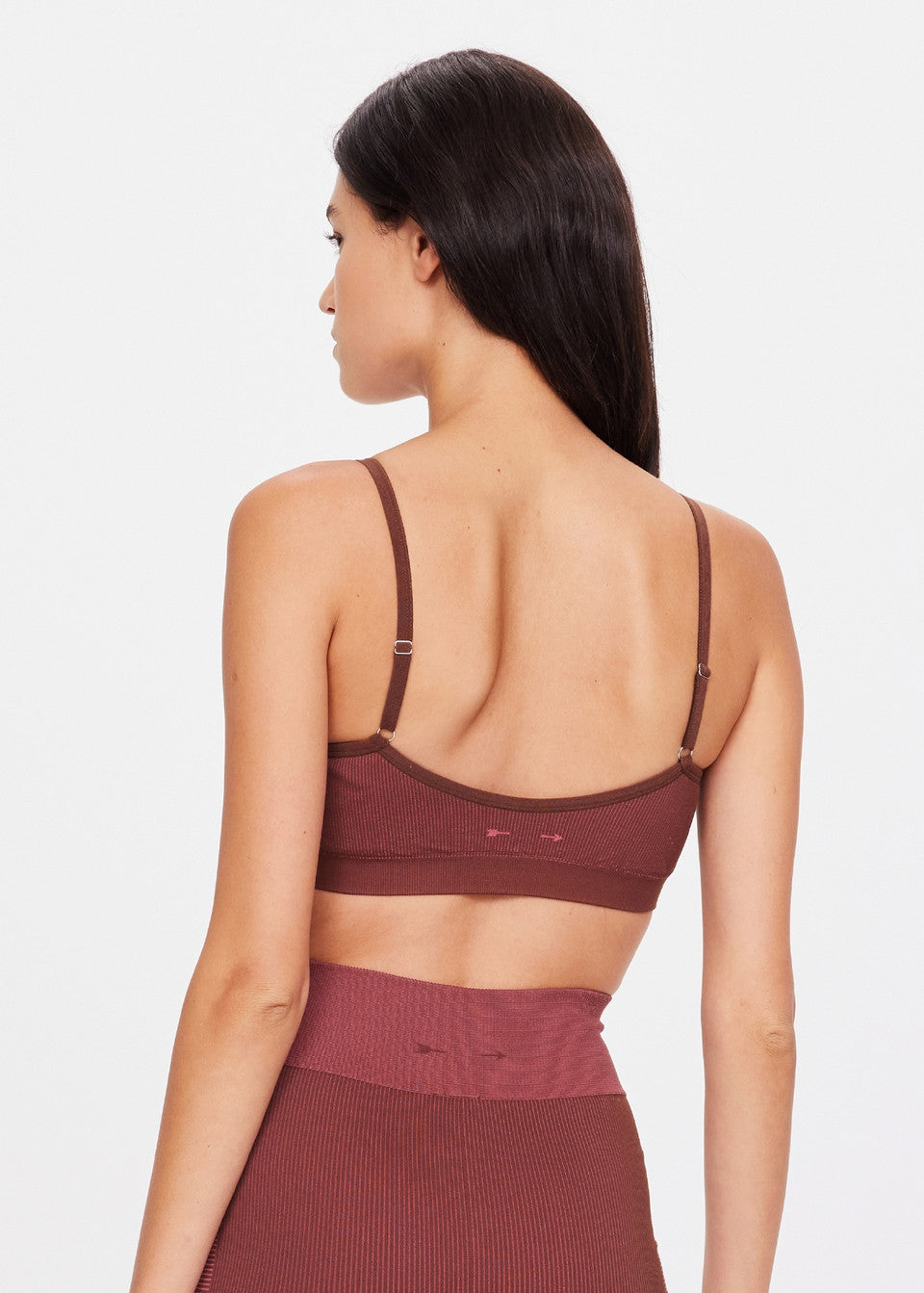 The Upside Ribbed Seamless Ballet Bra in Brown