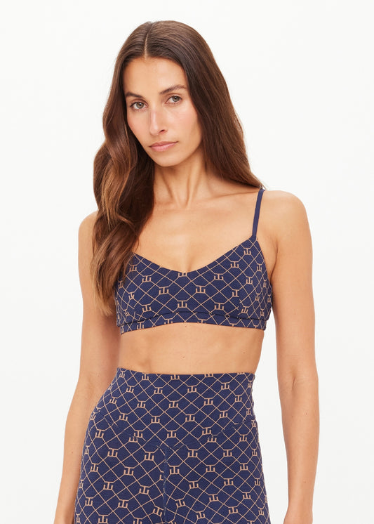The Upside Exra Ballet Bra in Navy Monogram