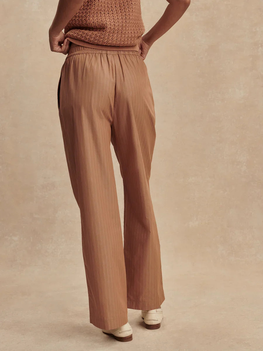 Varley Rowan Straight-Leg Pant 30'' in Camel Stripe