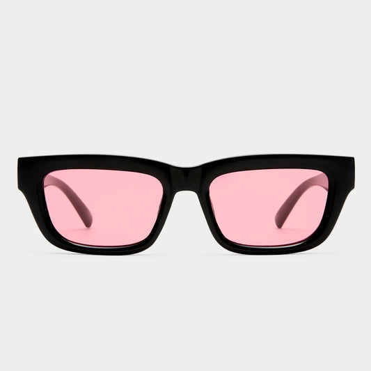 Le Specs Le Castle Sunglasses in Black/Crimson