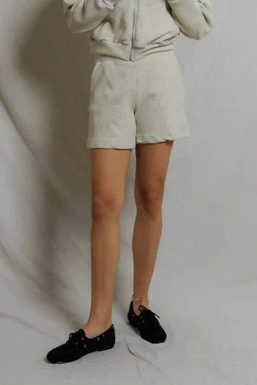 Perfectwhitetee Bari French Terry Short in Oatmeal