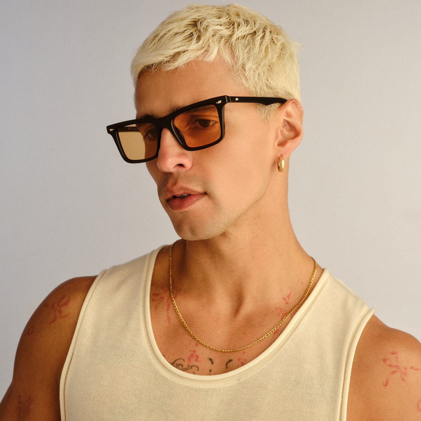 Le Specs Broski Sunglasses in Black with Amber Tint