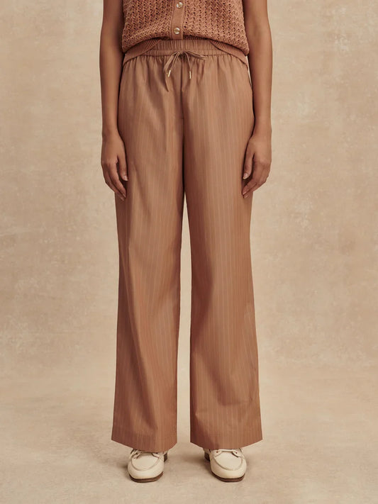 Varley Rowan Straight-Leg Pant 30'' in Camel Stripe