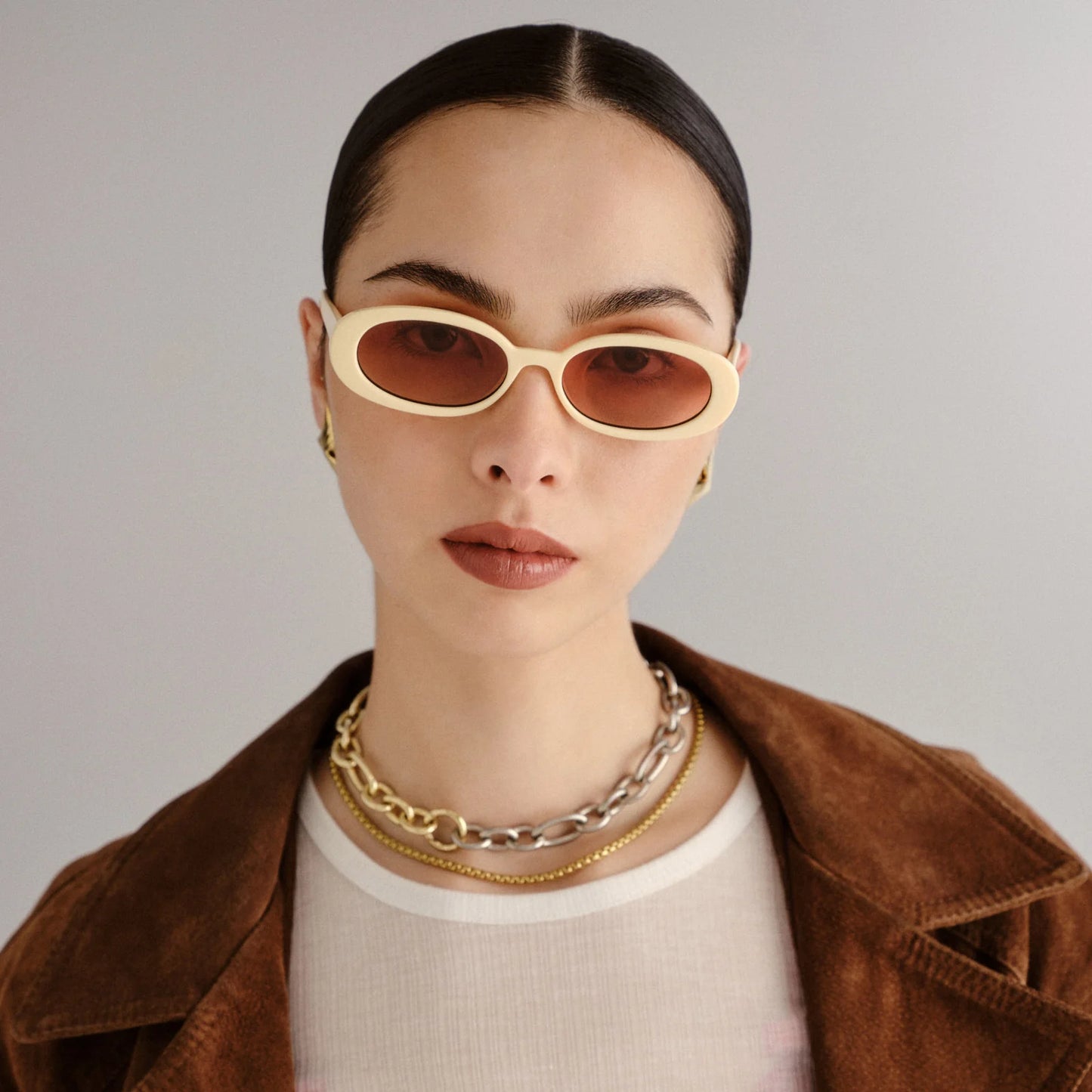 Le Specs Outta Love Sunglasses in Ecru