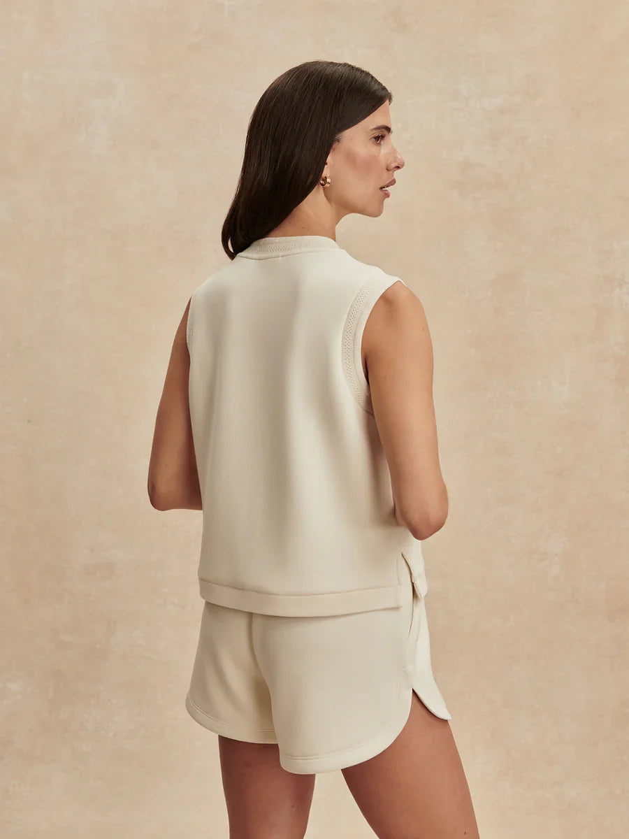 Varley Marla Button Placket Tank in Pristine Ivory