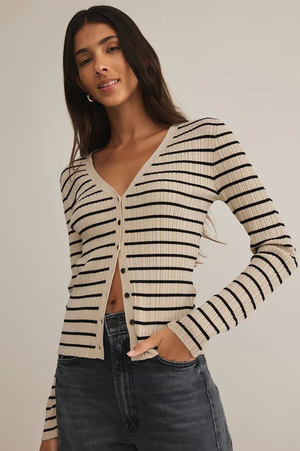 Z Supply Jordana Stripe Sweater in Sandshell
