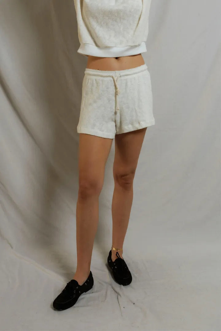 Perfectwhitetee Malia Beach Mesh Short in Natural