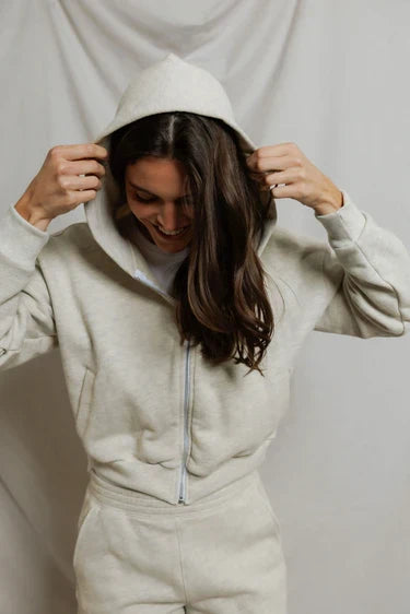 Perfectwhitetee sean French Terry Zip-Up Hoodie in Oatmeal