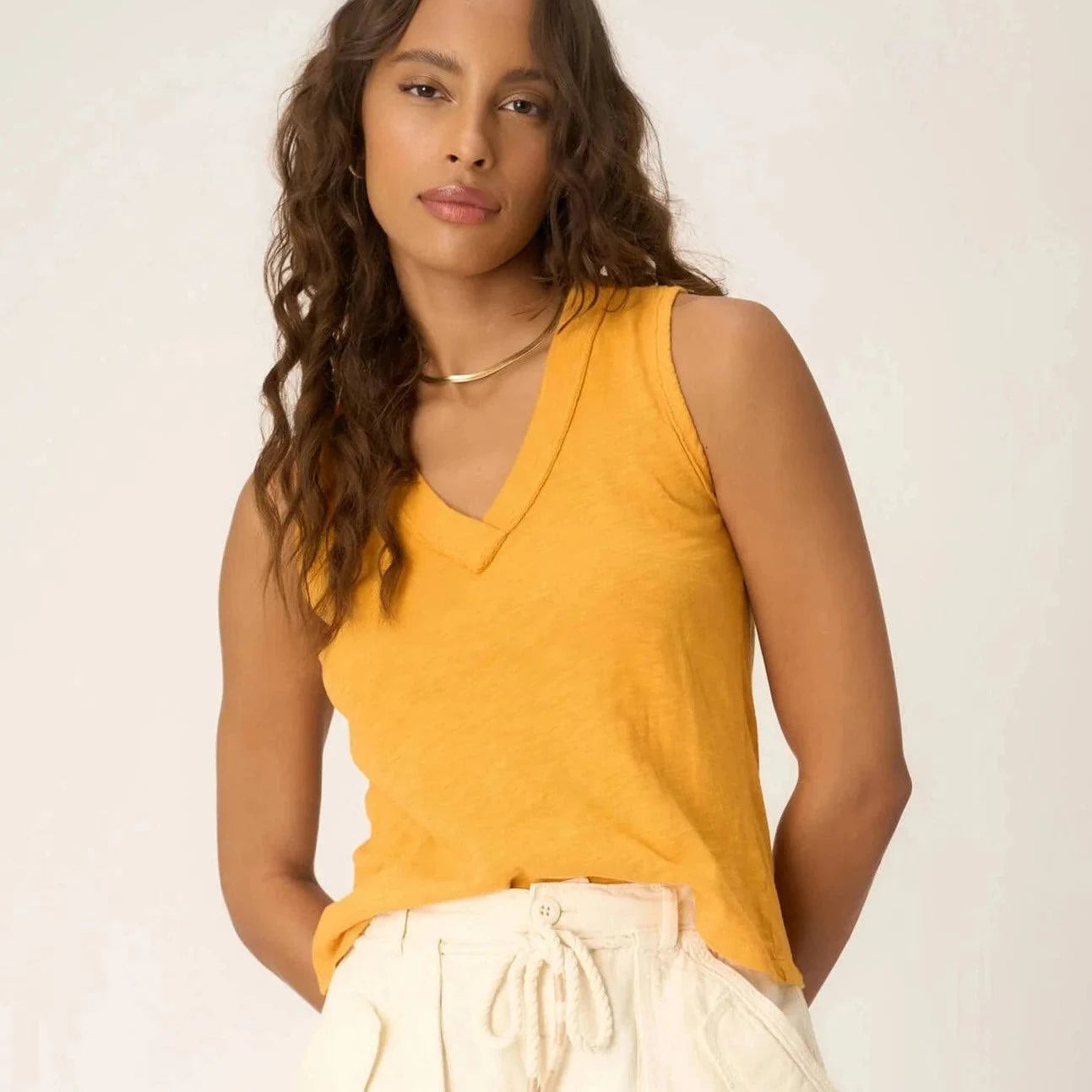 Project Social T Let Me Know Relaxed Slub Tank in Amber