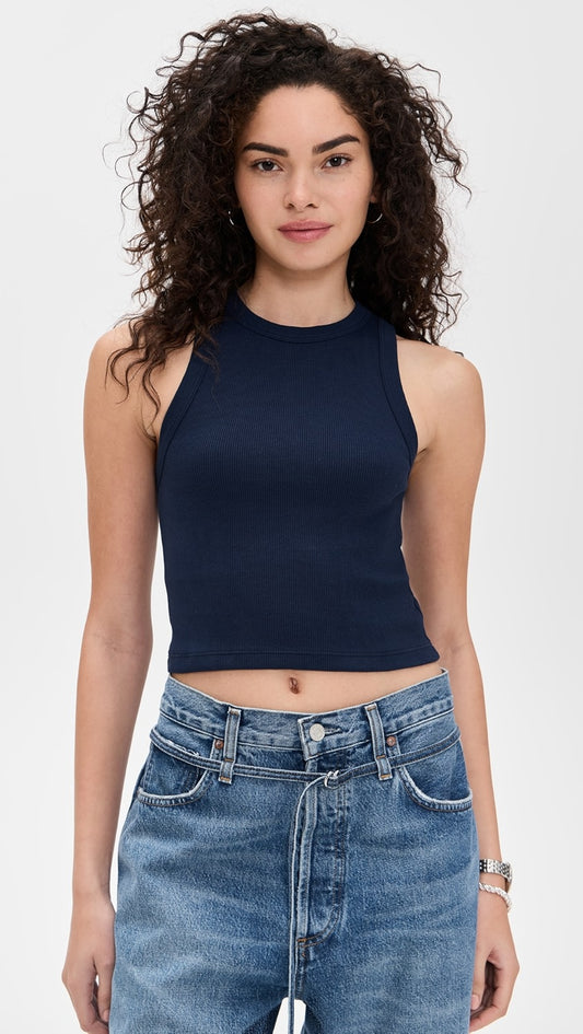 Sold Out NYC The Cropped Not So Basic Tank in Navy