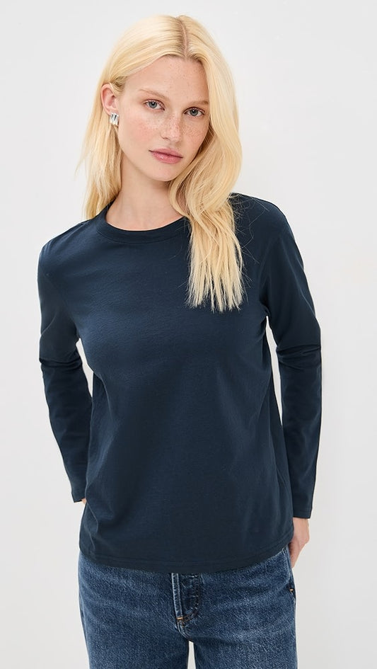 Sold Out NYC The Long Sleeve Perfect Tee in Navy