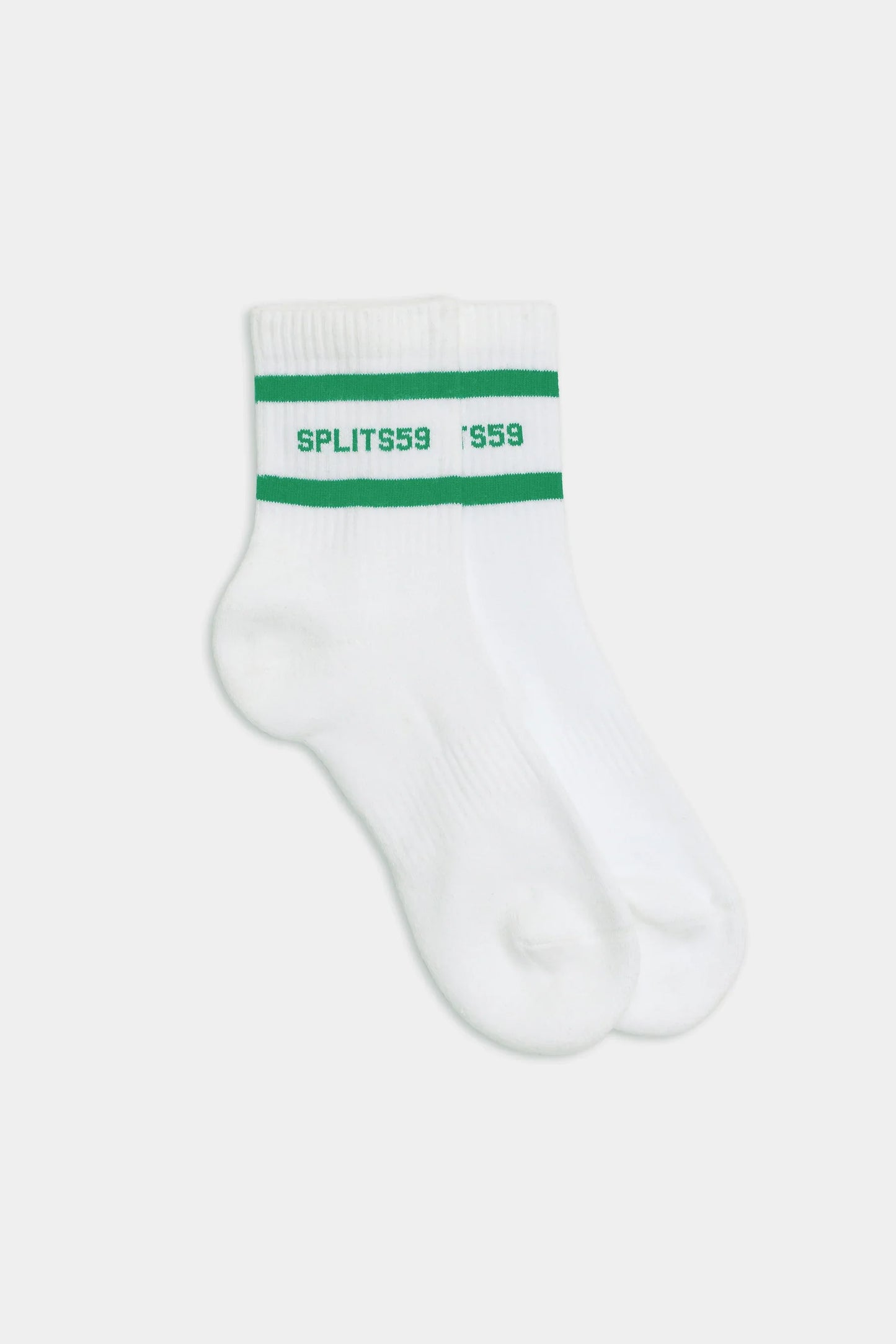 Splits59 Logo Stripe Quarter Socks in White/Grass
