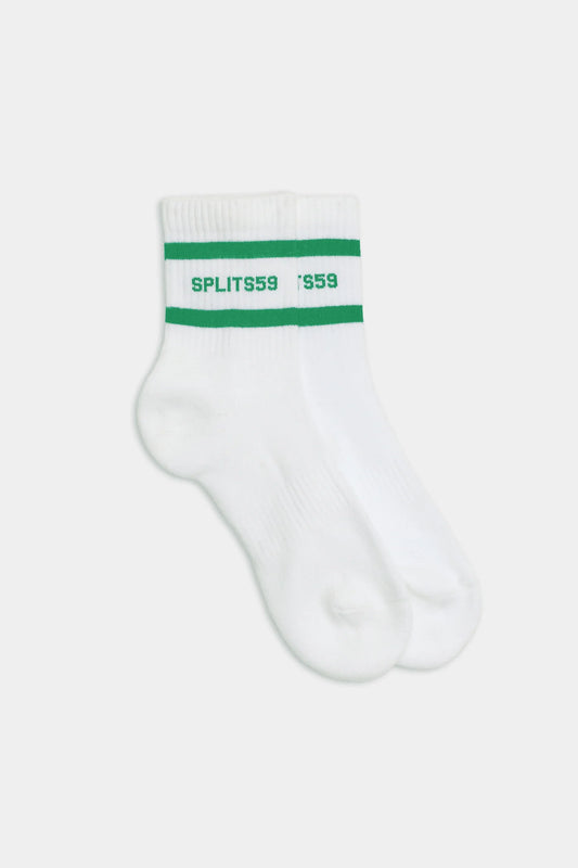 Splits59 Logo Stripe Quarter Socks in White/Grass
